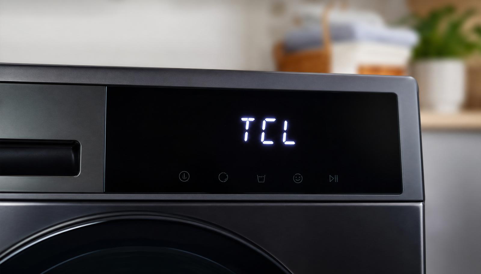 Display de lava e seca LG exibindo o aviso TCL de limpeza do tambor