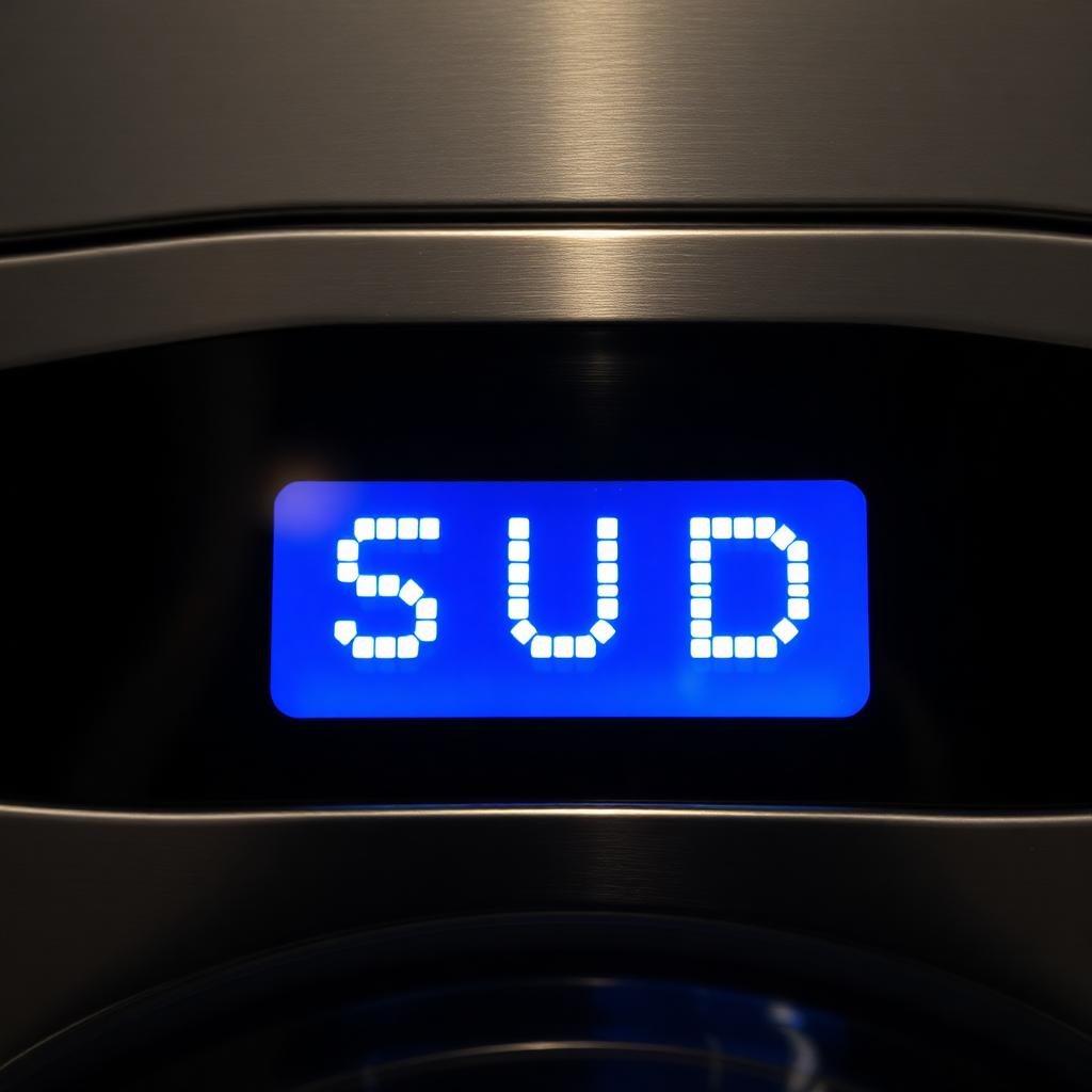 Painel de máquina de lavar Samsung exibindo o código SUD durante o ciclo