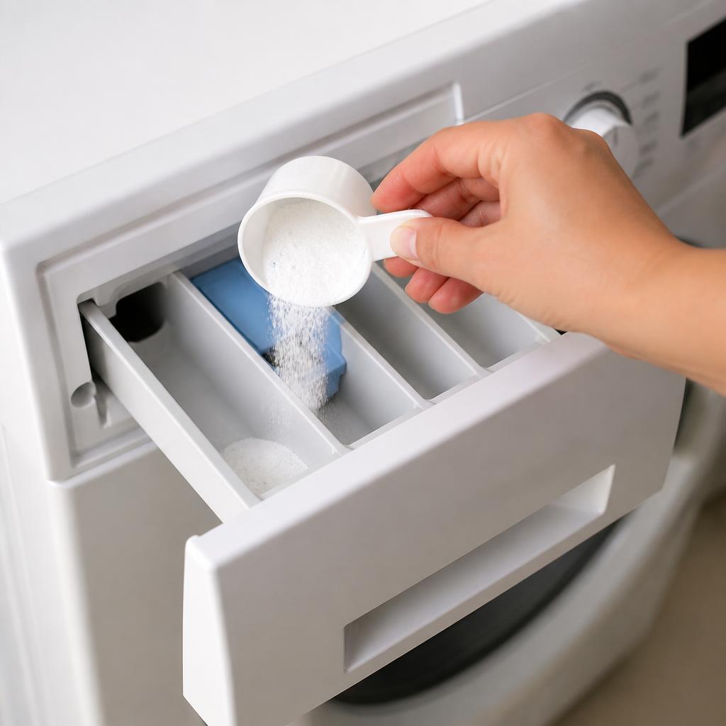 Peças internas do dispenser desmontadas e de molho em água morna para limpeza