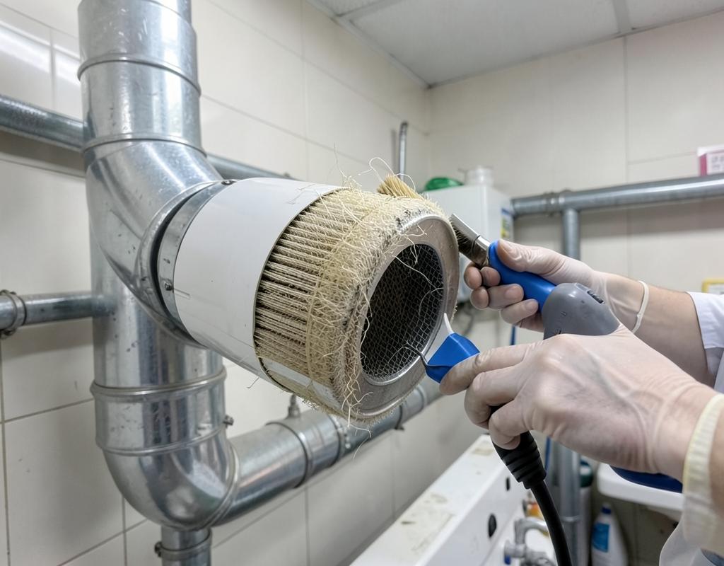 Limpeza do duto e do filtro de fiapos da secagem