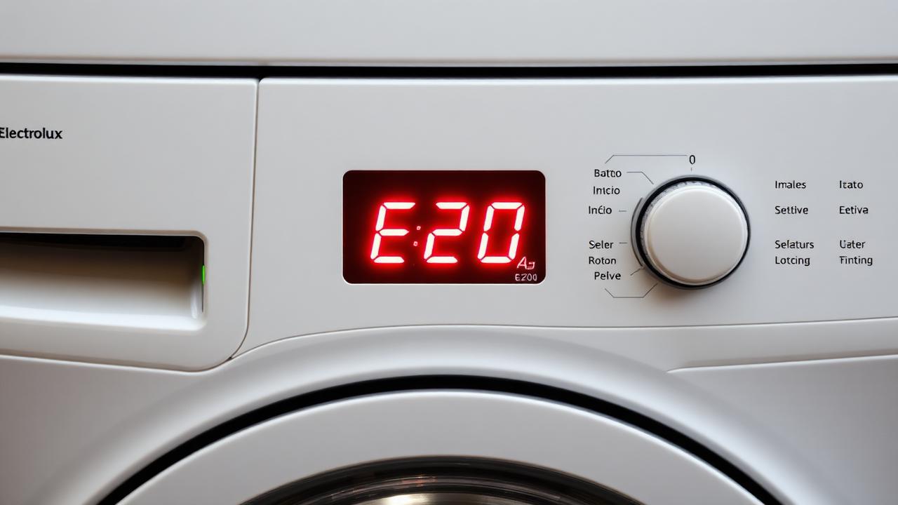Painel de máquina Electrolux exibindo código de erro em vermelho no display digital