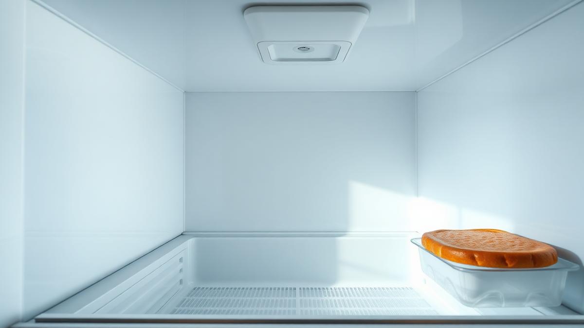 Freezer limpo e seco após o degelo, pronto para religar