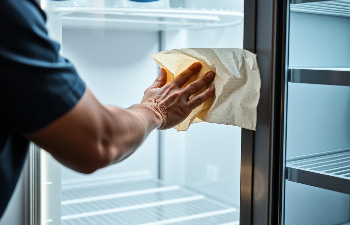 Teste da borracha de vedação da porta da geladeira com uma folha de papel