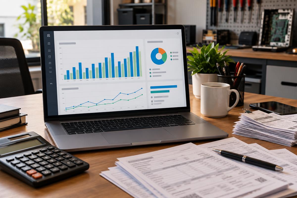 Smartphone, tablet e notebook lado a lado mostrando o mesmo sistema de gestão sincronizado na nuvem.