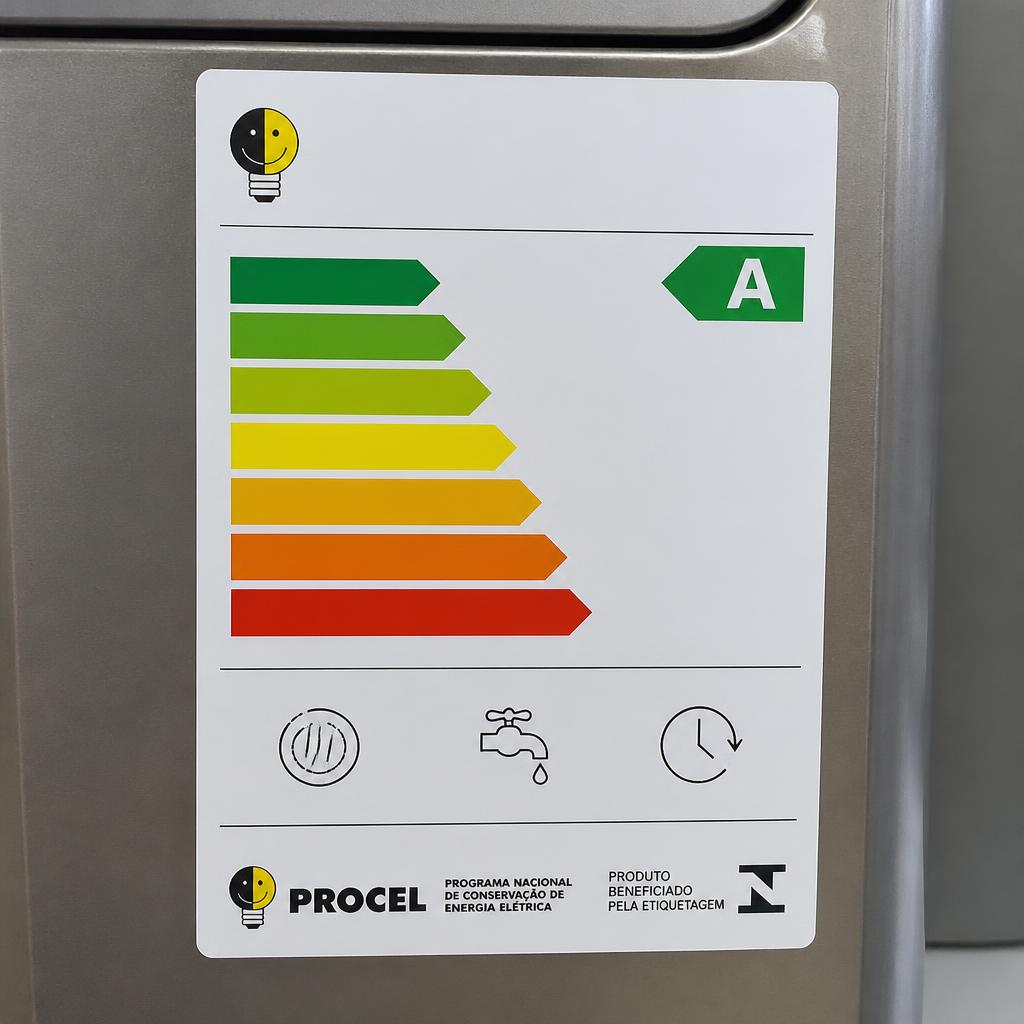 Máquina de lavar louça de cozinha residencial brasileira mostrando o painel superior com programas de lavagem
