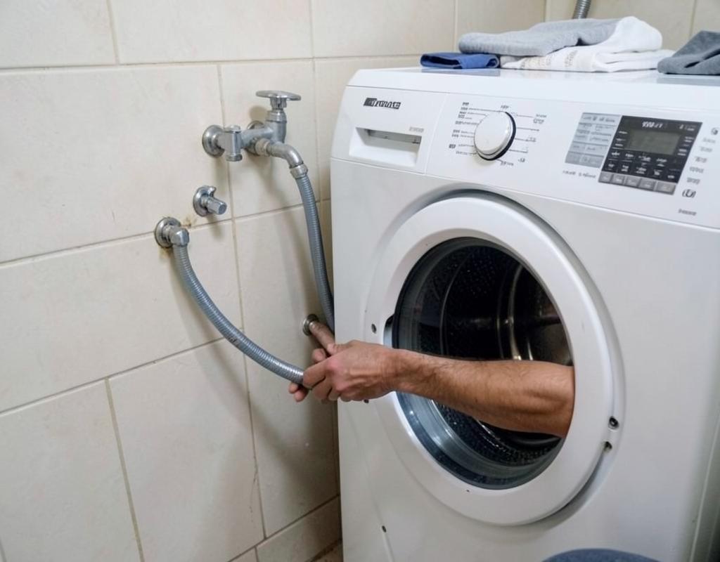 Verificação da mangueira de entrada de água na torneira