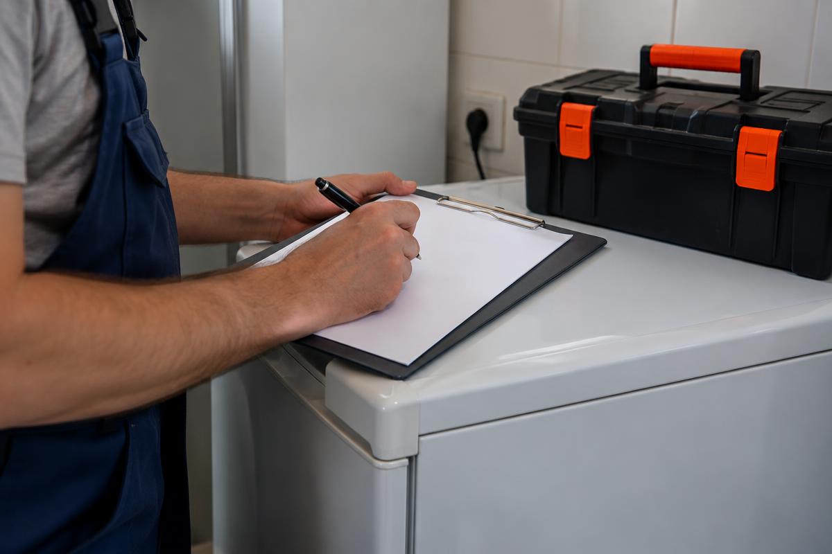 Técnico mostrando ao cliente um orçamento escrito detalhado com valores separados de peça e mão de obra.