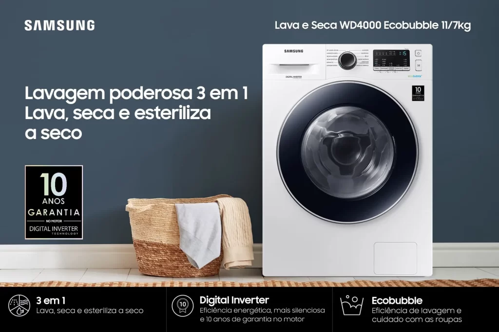 Qual a melhor máquina lava e seca ? Samsung com Ecobubble WD4000