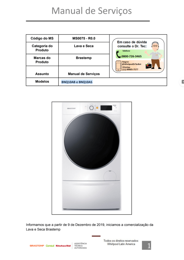 Manual Técnico Brastemp BNQ10AB E BNQ10AS | Refrimaq