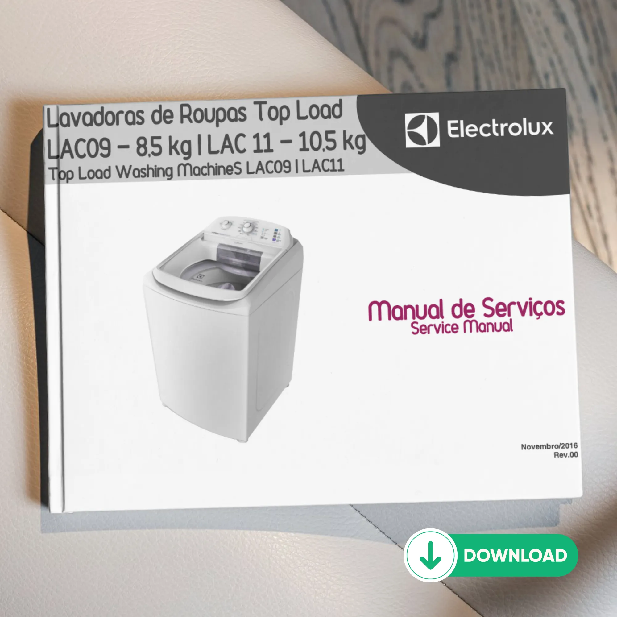 este é o Manual Técnico de Serviços Máquina de lavar Electrolux LAC09-LAC11 que todo técnico precisa para fazer reparos eficientes