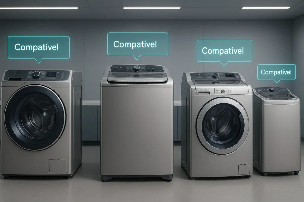 Códigos Alarme Monitor Auto Teste Lavadoras Electrolux: 47 Erros Decodificados E Soluções Práticas 5 Diversos Modelos De Lavadoras Electrolux Alinhados Com Etiquetas Digitais De Compatibilidade Flutuantes.