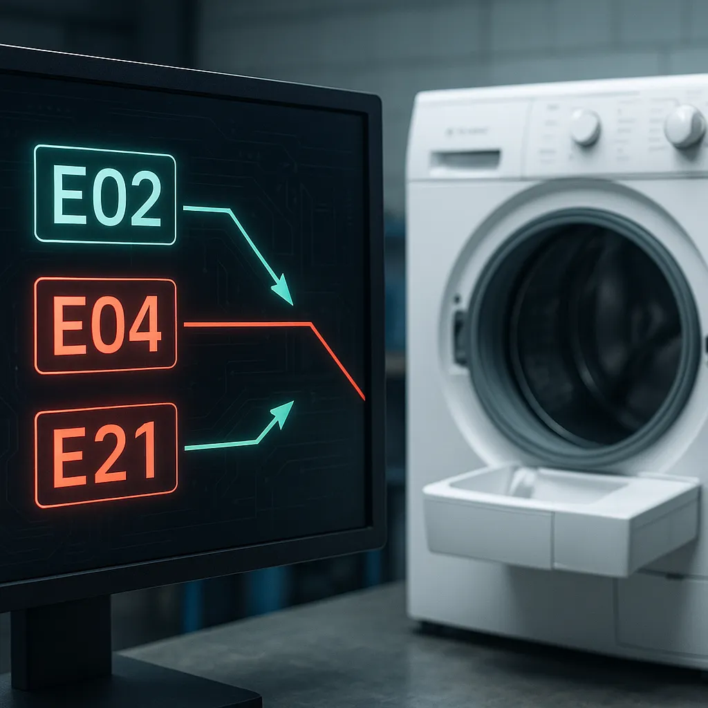 Códigos Alarme Monitor Auto Teste Lavadoras Electrolux: 47 Erros Decodificados E Soluções Práticas 3 Painel Digital Exibindo Códigos De Erro Com Setas Apontando Para Componentes Da Lavadora Electrolux.