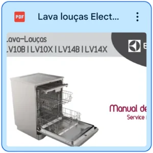 manual técnico da lava louças Electrolux LV10B, LV10X, LV14B e LV14X : para baixar grátis em pdf