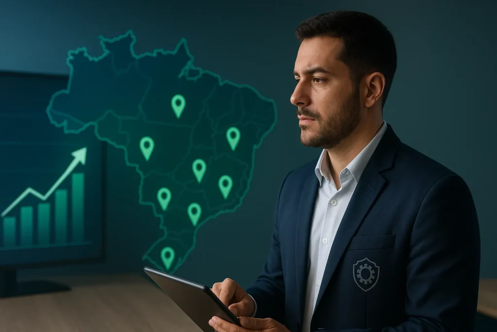 Como Ser Autorizada Samsung De Ar-Condicionado: 12 Passos Definitivos Para O Credenciamento 10 Técnico Analisa Mapa Do Brasil Com Pinos De Localização E Gráfico De Crescimento Digital
