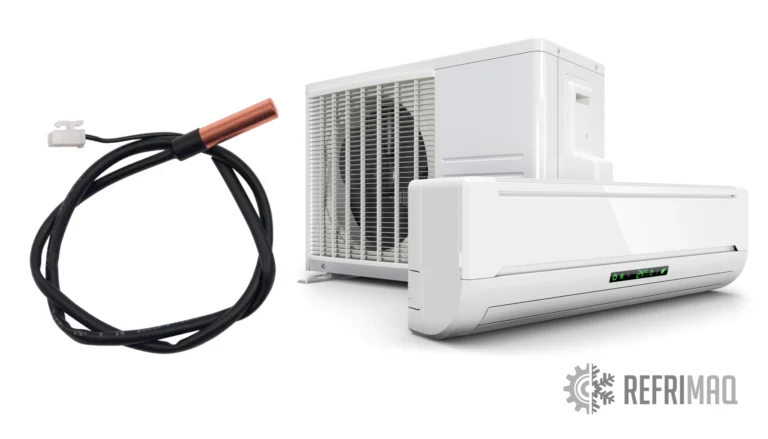 Imagem Ilustrando O Diagnóstico De Um Sensor De Temperatura Em Um Ar-Condicionado, Mostrando Ferramentas E Componentes Usados Para Identificar Possíveis Defeitos.&Quot;