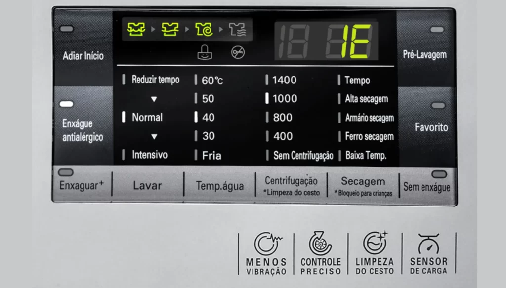 O que significa IE na máquina lava e seca