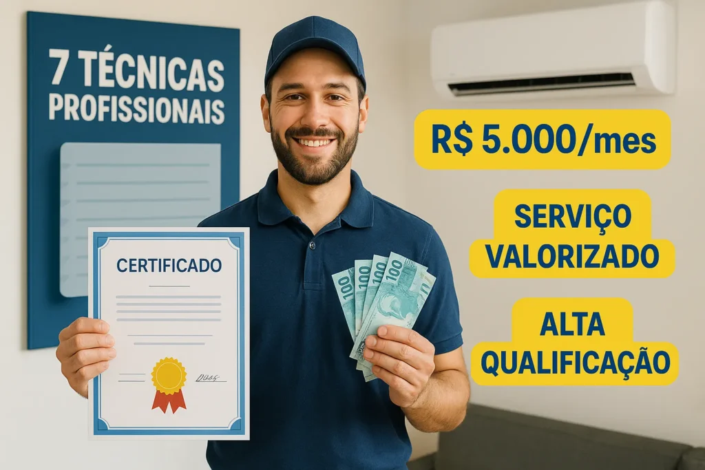 Consertar Ar Condicionado: 7 Técnicas Profissionais Para Ganhar Até R$ 5.000/Mês 1 Tecnico Certificado Rendimento Ar Condicionado