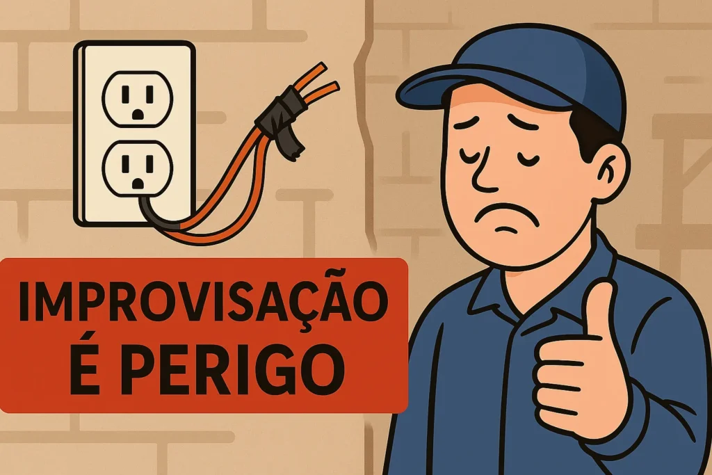 Tomada Queimada Ou Derretida: 8 Causas Perigosas E Soluções Seguras 10 Fios-Desencapados-Improvisacao-Perigosa