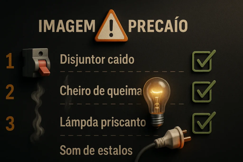 Curto Circuito Em Casa: 15 Sinais De Alerta E Como Resolver Com Segurança 3 Checklist Visual Com Sinais De Curto Circuito: Disjuntor Caído, Cheiro De Queimado, Lâmpada Piscando E Plugue Quente