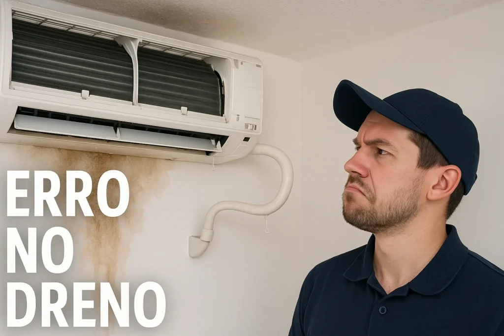 Instalação De Ar Condicionado Split: 12 Erros Fatais Que Queimam O Aparelho 6 Técnico Reprova Instalação Com Dreno Mal Conectado E Água Pingando Do Evaporador.