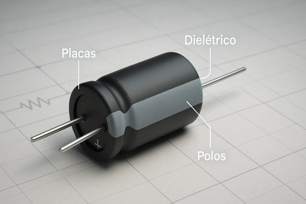 Como Testar O Capacitor: 8 Métodos Profissionais Para Máquinas De Lavar E Ar-Condicionado 2 Capacitor Eletrolítico Com Etiquetas Das Partes: Placas, Dielétrico E Polos