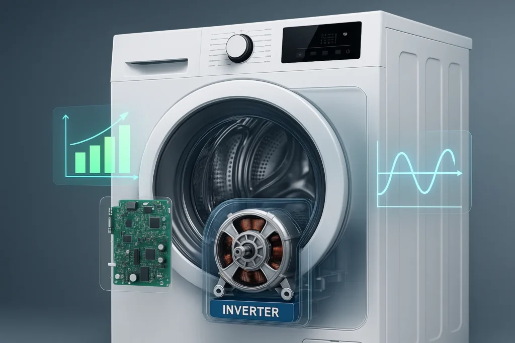 Máquina De Lavar Inverter: 12 Vantagens Comprovadas E Guia Técnico Completo 2 Máquina De Lavar Com Motor Inverter E Placa Eletrônica Visível Em Corte Técnico