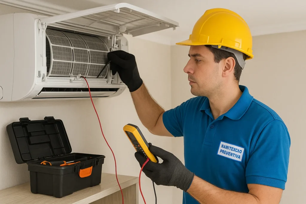 Máquina De Lavar Inverter: 12 Vantagens Comprovadas E Guia Técnico Completo 8 Técnico Realiza Manutenção Preventiva Em Ar-Condicionado Inverter Com Multímetro E Limpeza De Filtro.