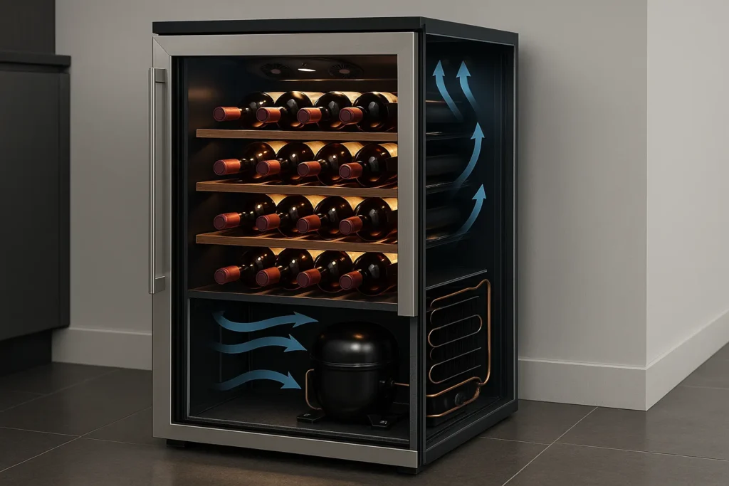 Adega Climatizada Não Refrigera: 7 Defeitos Mais Comuns E Como Resolver 2 Interior De Adega Climatizada Com Painel Digital E Garrafas Organizadas