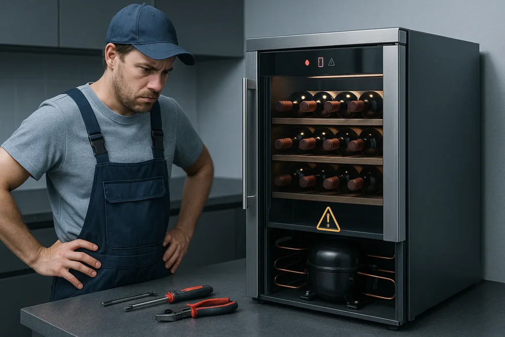 Adega Climatizada Não Refrigera: 7 Defeitos Mais Comuns E Como Resolver 3 Técnico Analisando Compressor De Adega Climatizada Desligada