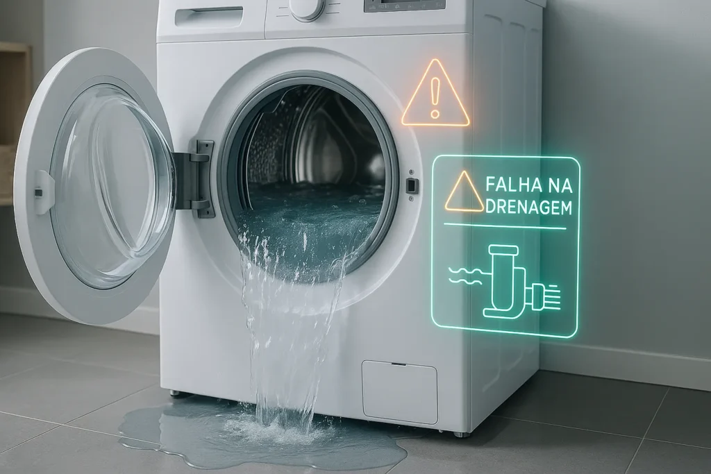 Lavadora Electrolux Não Solta Água: 13 Soluções Testadas Por Técnicos Especializados 1 Lavadora Electrolux Transbordando Com Alerta Em Português: Falha Na Drenagem.