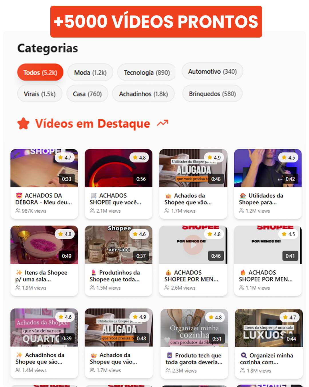 5000 Vídeos Prontos