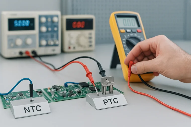 3 Métodos Práticos Para Teste Sensor Ntc E Ptc Em Equipamentos De Refrigeração 5 Sensores Ntc E Ptc Sendo Testados Em Bancada Técnica De Eletrônica.