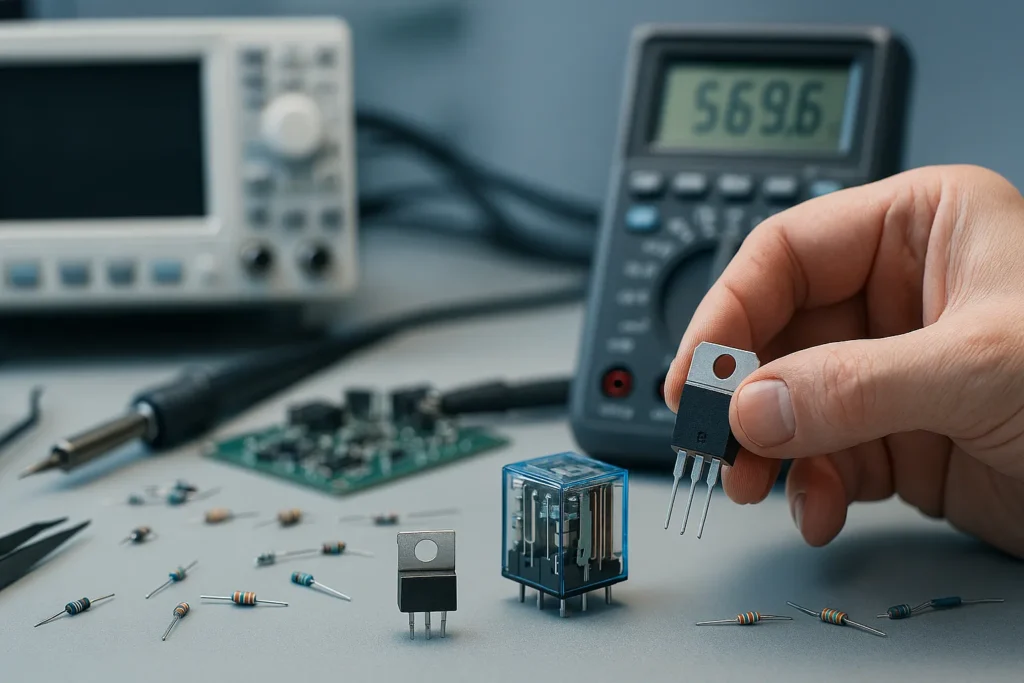 Triac Vs Relé: 7 Diferenças Essenciais Para Escolher O Componente Certo 1 Comparação Técnica Entre Triac E Relé Em Bancada De Eletrônica Moderna.